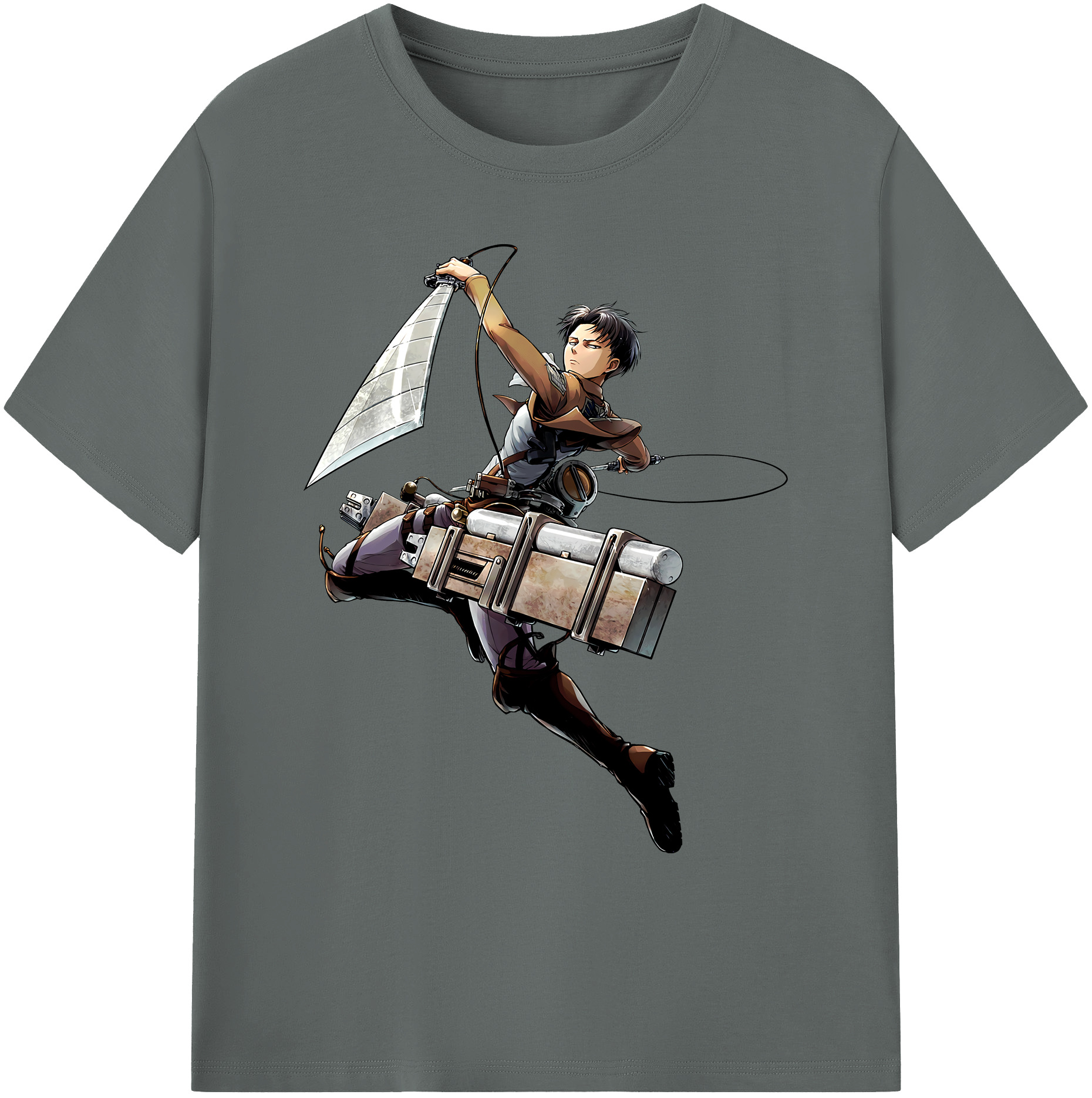 （画像用） 進撃の巨人 リヴァイ·アッカーマン Attack on Titan Levi Ackerman 綿100％ メンズ半袖Tシャツ｜肌触りやわらか＆通気性